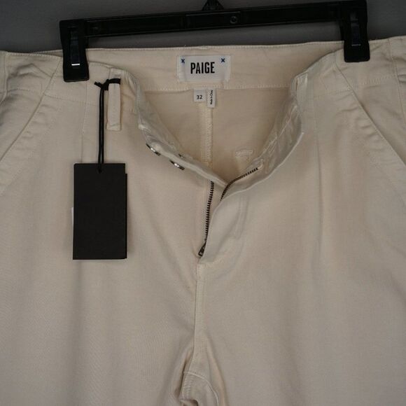 Paige Pleated Mayslie Double Button Skinny Jeans in Quartz Sand size 32 - Picture 5 of 15